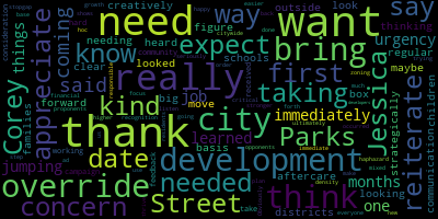 word cloud for Jessica Parks